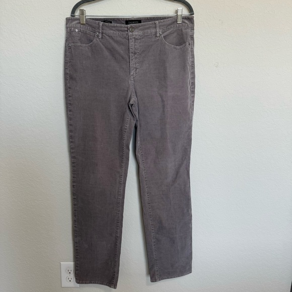 Talbots Womens Jeans Gray Straight Sz 12 FLAWLESS FIVE-POCKET Corduroy - Picture 2 of 10